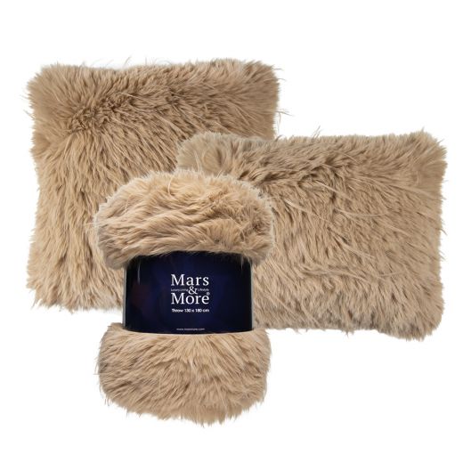 plaid teddy langhaar pluk cognac 130x180cm