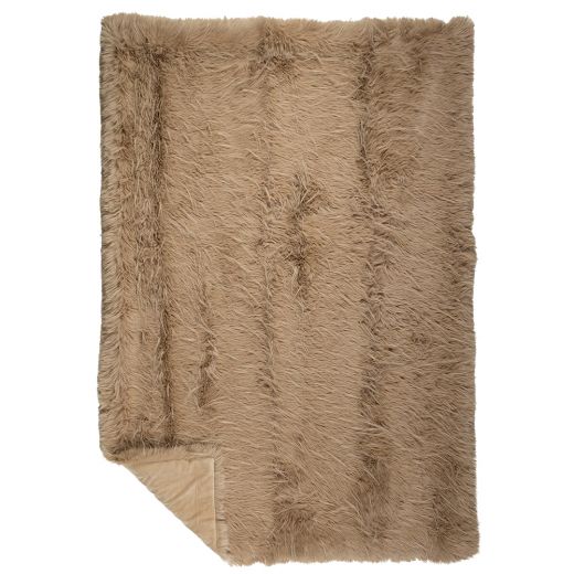 plaid teddy langhaar pluk cognac 130x180cm