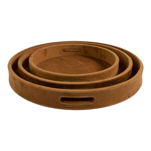Serving Trays round velvet bronze dia 30, 38, 45 cm (set of 3) 