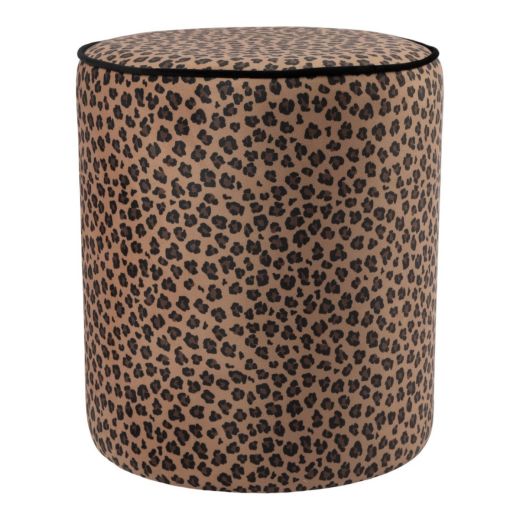 Pouf velvet leopard brown 39x39x43cm
