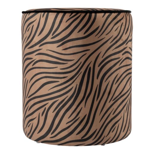 Pouf velvet zebra brown 39x39x43cm