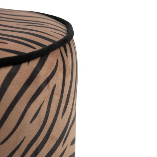 Pouf velvet zebra brown 39x39x43cm