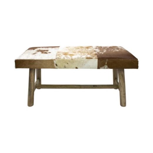 bank chalet kuh braun weiss 95cm