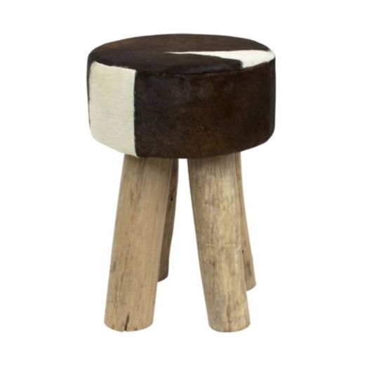 tabouret vache brun foncé rond 45cm