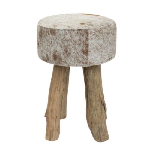 tabouret vache brun blanc rond 45cm