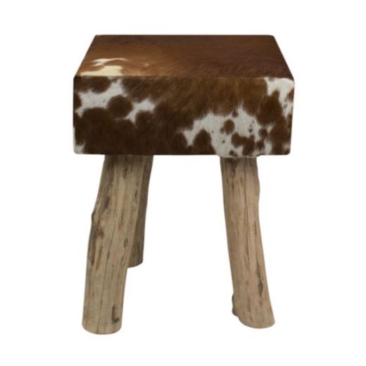 pouf vache brun blanc carré 45cm