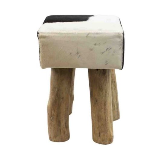 tabouret vache noir carré 45cm