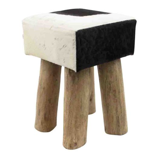 tabouret vache noir carré 45cm