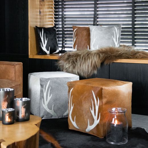 cushion cow antler brown 45x45cm (bos taurus taurus)