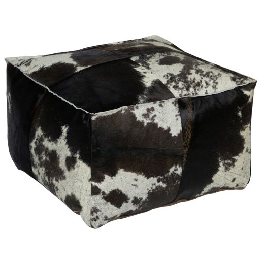 hocker kuh quadrat braun/weiss 50x50x30cm