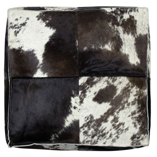 hocker kuh quadrat braun/weiss 50x50x30cm