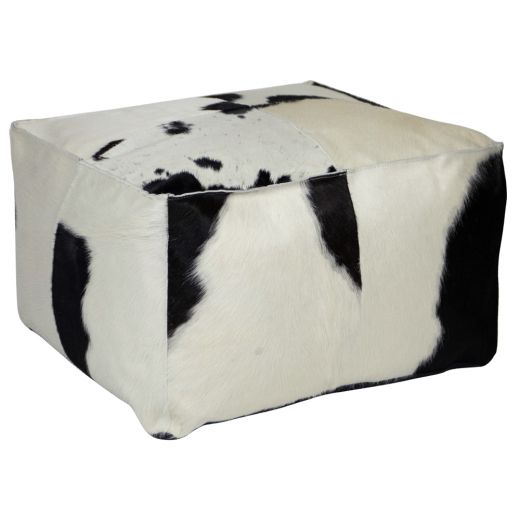 hocker kuh quadrat schwarz/weiss 50x50x30cm