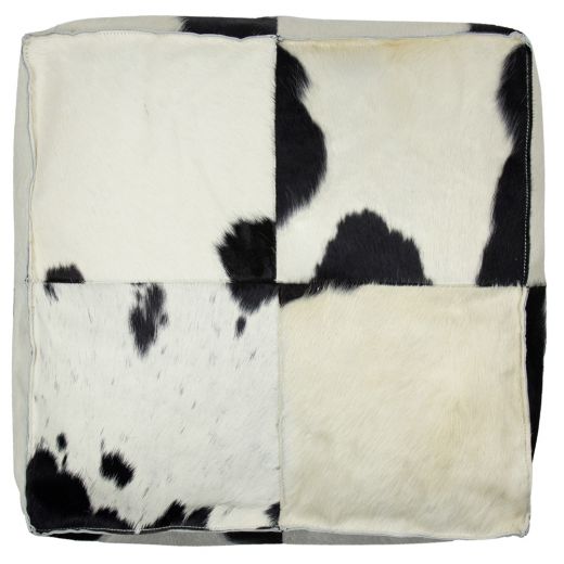 hocker kuh quadrat schwarz/weiss 50x50x30cm