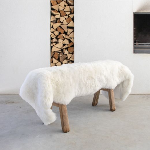 plaid 2-peau mouton islande rasé blanc 190cm (butt to butt)