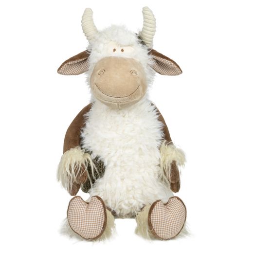 doudou gentille cheveux longs vache 25cm