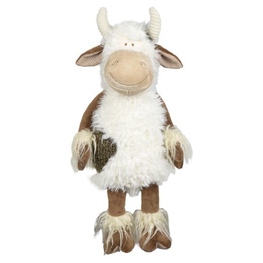 doudou gentille cheveux longs vache 25cm