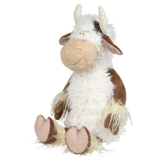 doudou gentille cheveux longs vache 25cm