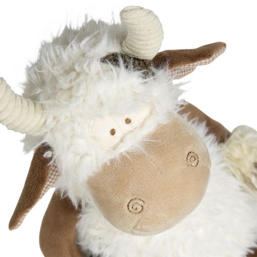 doudou gentille cheveux longs vache 25cm