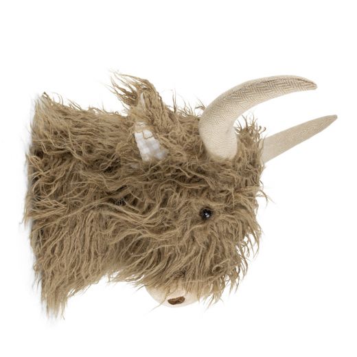 knuffel schotse hooglander wandkop bruin 25cm