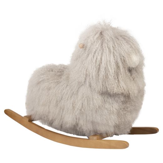 animal à bascule mouton cheveux gris 75cm