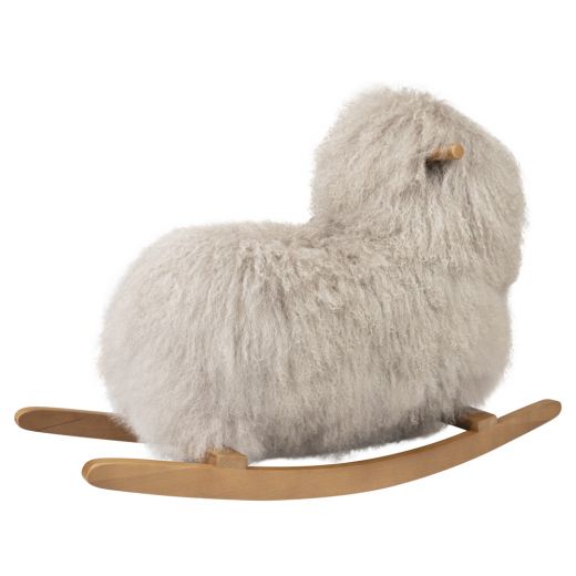 animal à bascule mouton cheveux gris 75cm