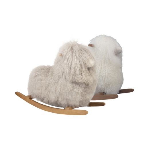animal à bascule mouton cheveux gris 75cm
