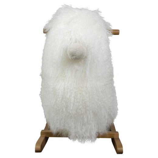 animal à bascule mouton cheveux bouclés blanc 75cm