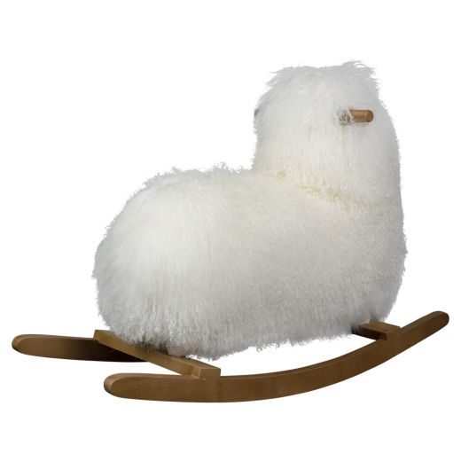 animal à bascule mouton cheveux bouclés blanc 75cm