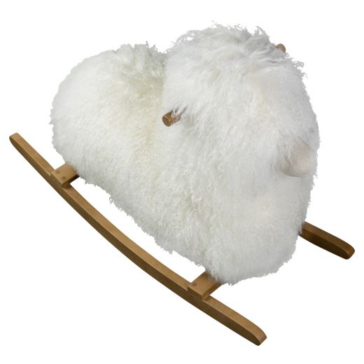 animal à bascule mouton cheveux bouclés blanc 75cm