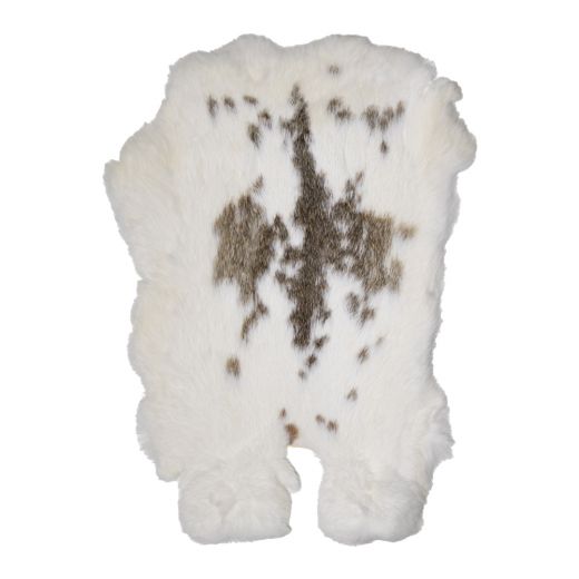 fell kaninchen gesichtet weiß braun 40cm