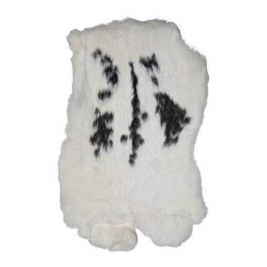 fell kaninchen gesichtet weiß schwarz 40cm