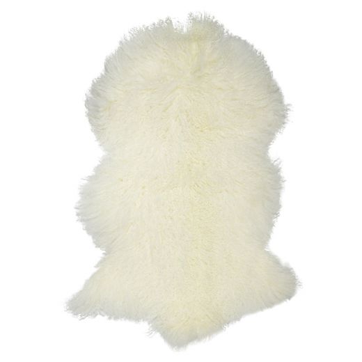 peau mouton cheveux bouclés blanc 100cm
