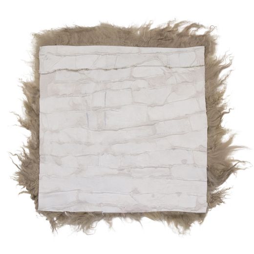 Coussin d'assise mouton cheveux bouclés beige 40x40cm