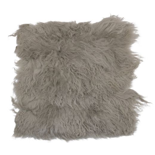 Coussin d'assise mouton cheveux bouclés gris 40x40cm