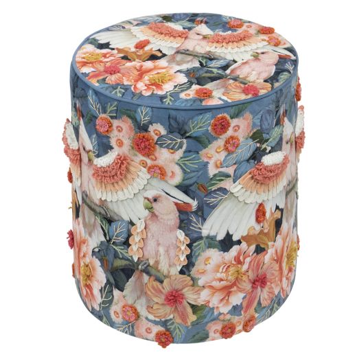 handgefertigte hocker fleury kakadu 40x40x45cm