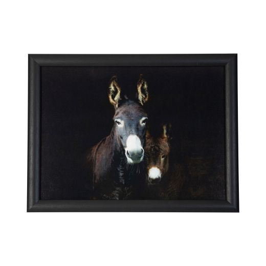 laptray black donkey with foal 43cm