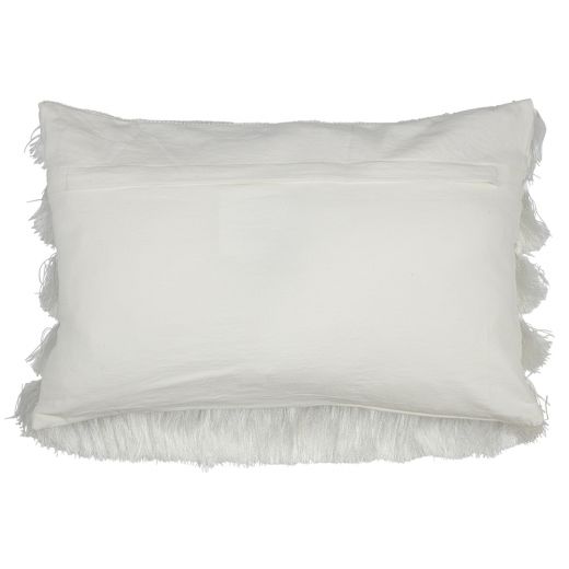 groot kussen franjes wit 40x60cm