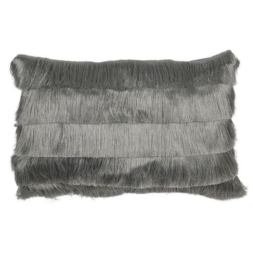 groot kussen franjes zilver 40x60cm
