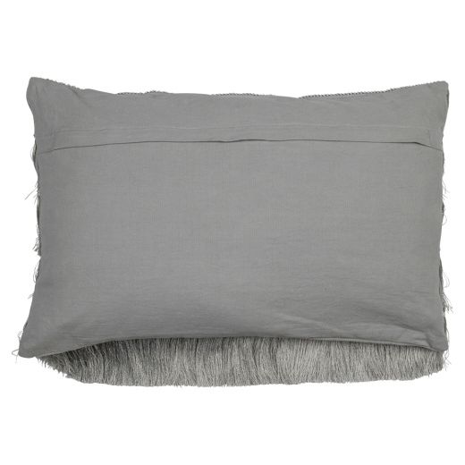 groot kussen franjes zilver 40x60cm