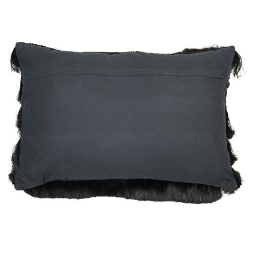 groot kussen franjes zwart 40x60cm