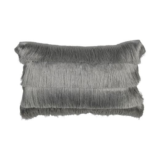 half kussen franjes zilver 30x50cm
