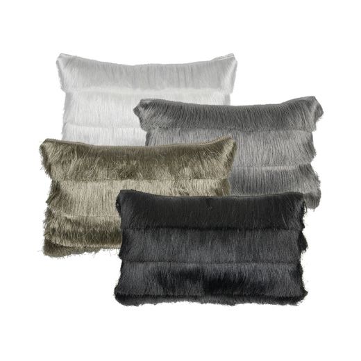 half kussen franjes zilver 30x50cm