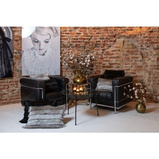 kussen franjes zilver 45x45cm