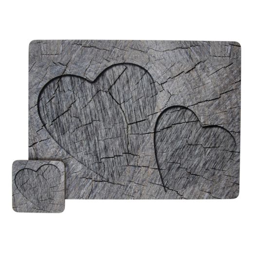 coaster coeurs d'arbre gris 10x10cm (6)*