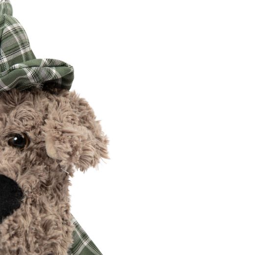 Peluche terrier taupe avec capuchon & châle 28cm