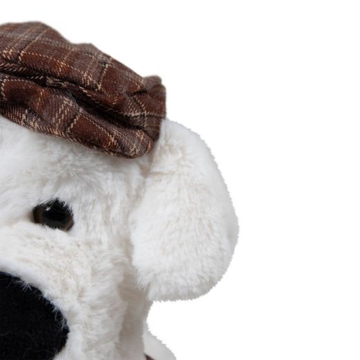 Peluche terrier blanc avec casquette & châle 28cm
