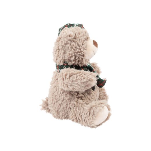 Peluche ours beige avec casquette & châle 21cm