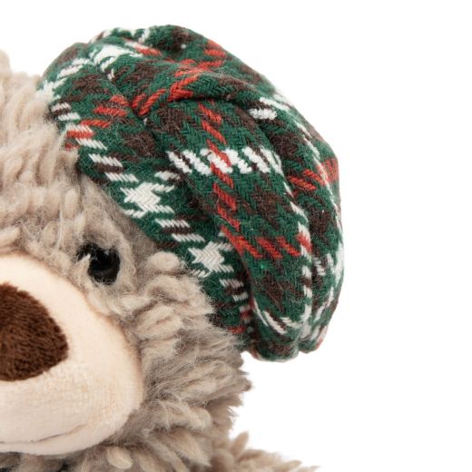 Peluche ours beige avec casquette & châle 21cm