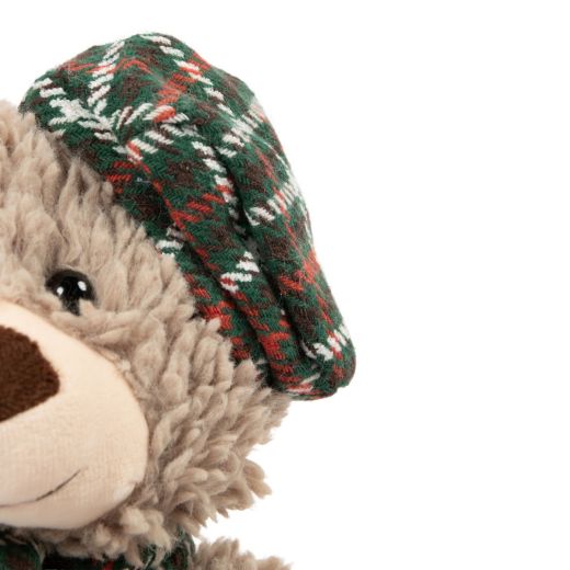 Peluche ours beige avec casquette & châle 26cm