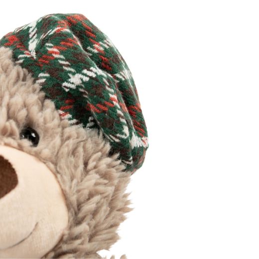 Peluche ours beige avec casquette & châle 31cm